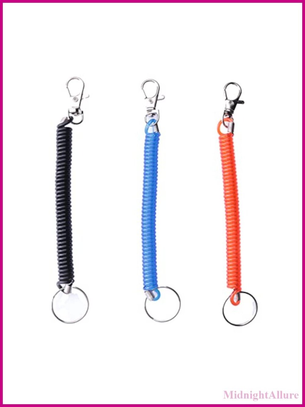 Spiral Retractable Spring Coil Keychain Set with Lobster Clasp